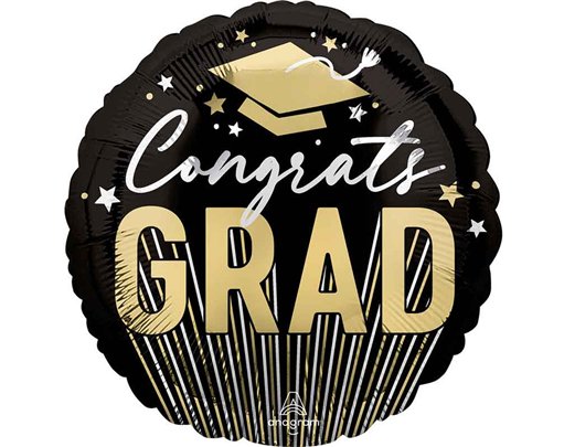 18in STRIPES ON STRIPES GRAD FOIL BALLOON