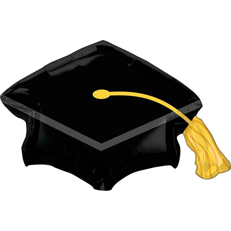 BLACK GRAD CAP SUPERSHAPE FOIL BALLOON