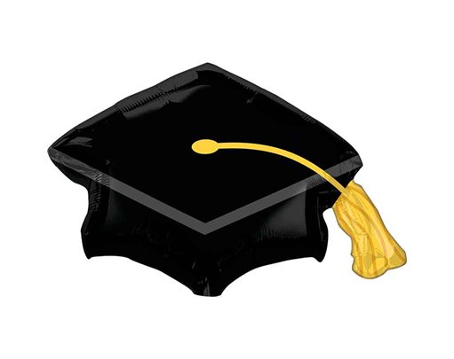 BLACK GRAD CAP SUPERSHAPE FOIL BALLOON