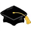 BLACK GRAD CAP SUPERSHAPE FOIL BALLOON