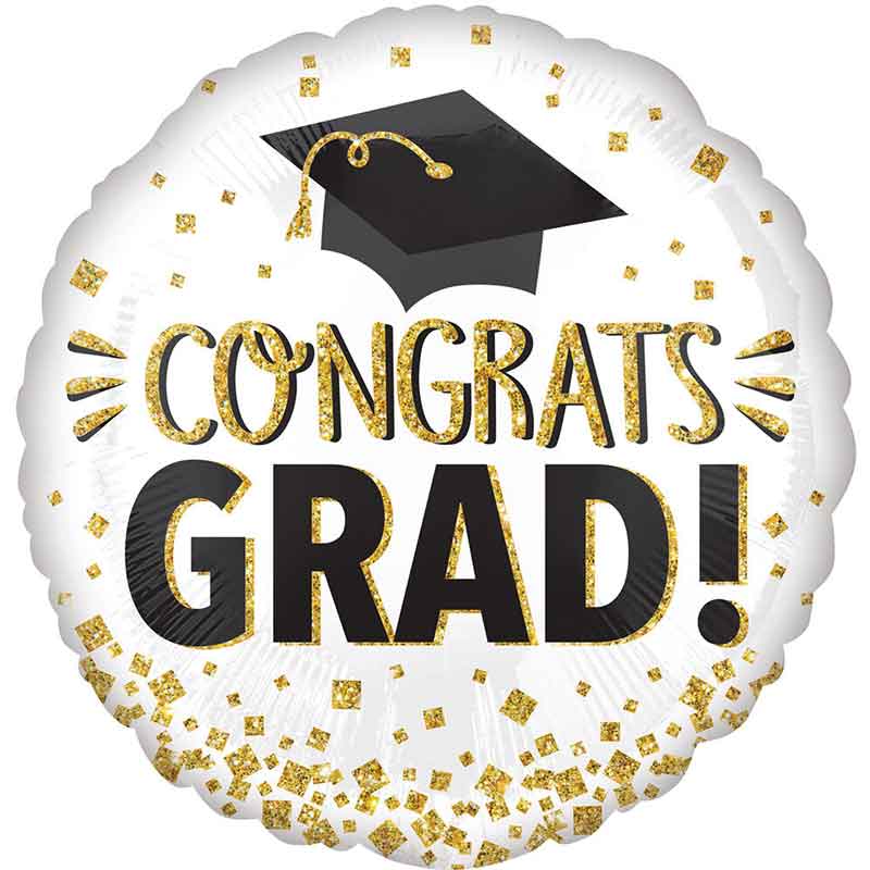 CONGRATS GRAD GOLD GLITTER JUMBO FOIL BALLOON