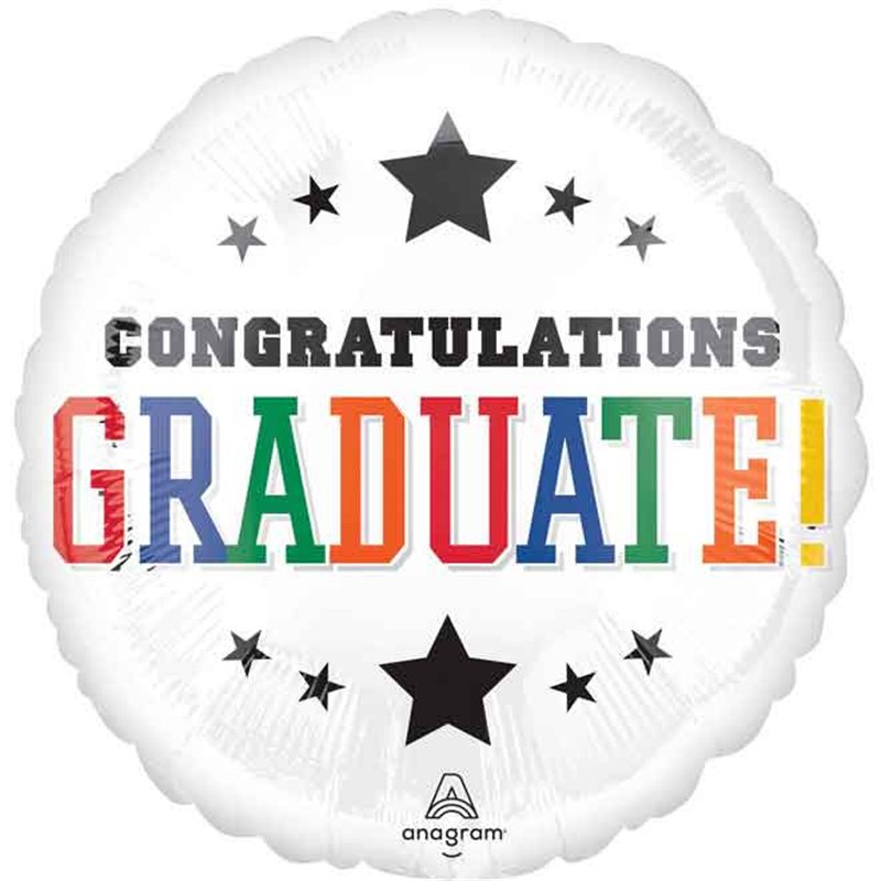CONGRATULATIONS GRADUATION BRIGHTS JUMBO FOIL BALLOON