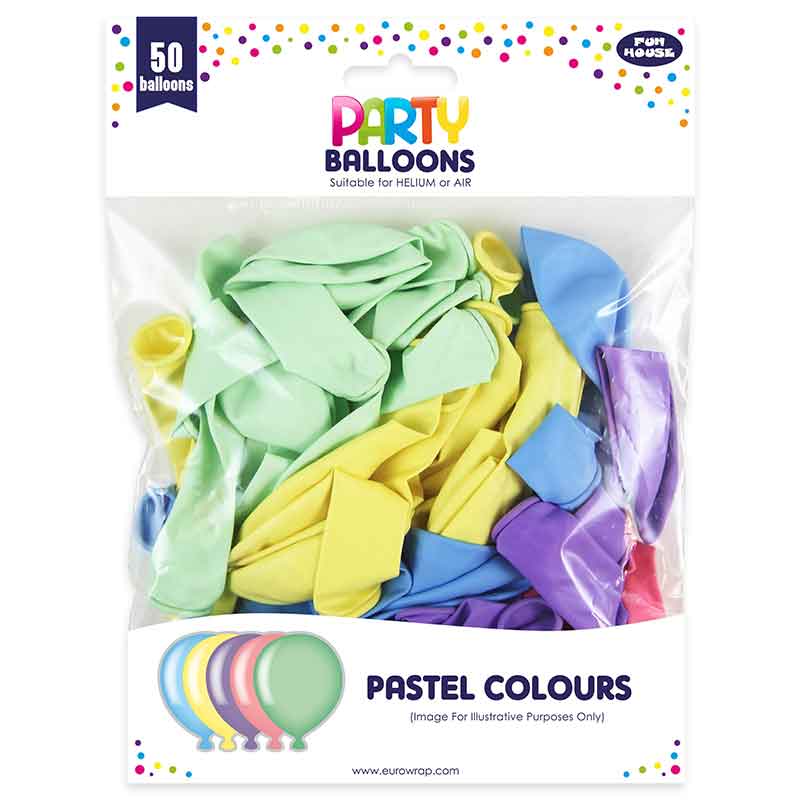 50PK PASTEL COLOUR BALLOONS 6S