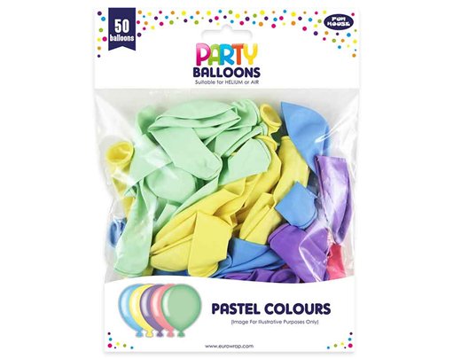 50PK PASTEL COLOUR BALLOONS 6S
