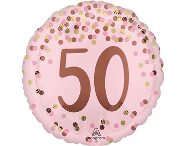 18in PRETTY PINK 50TH BIRTHDAY FOIL BALLOON