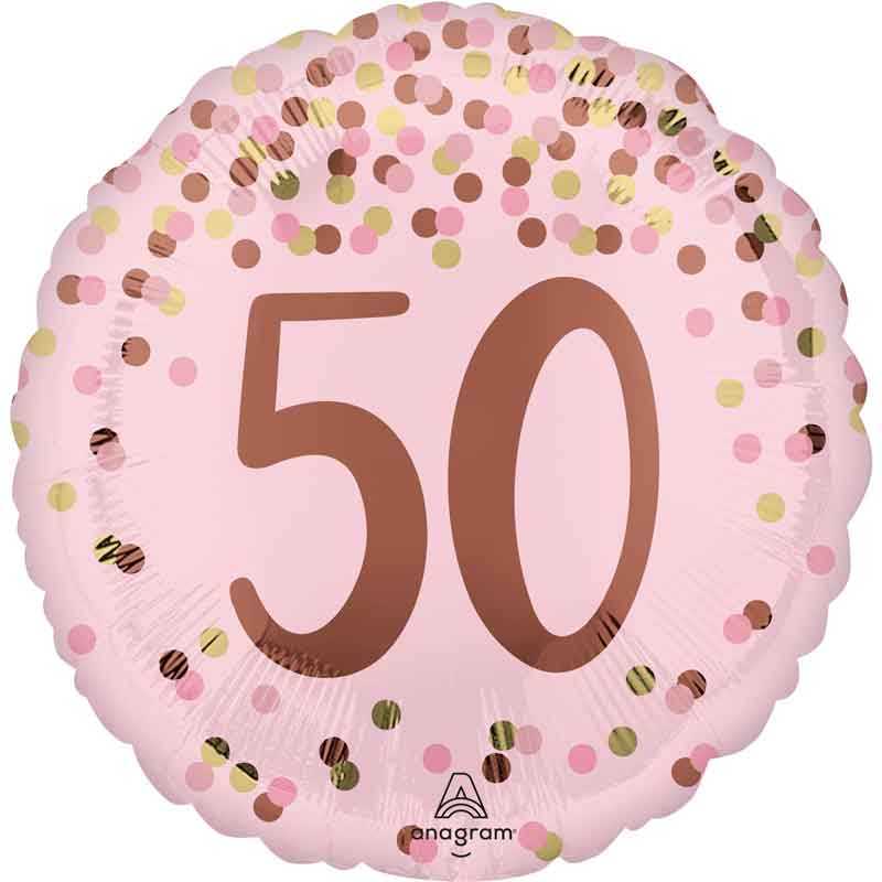 18in PRETTY PINK 50TH BIRTHDAY FOIL BALLOON