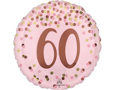 18in PRETTY PINK 60TH BIRTHDAY FOIL BALLOON