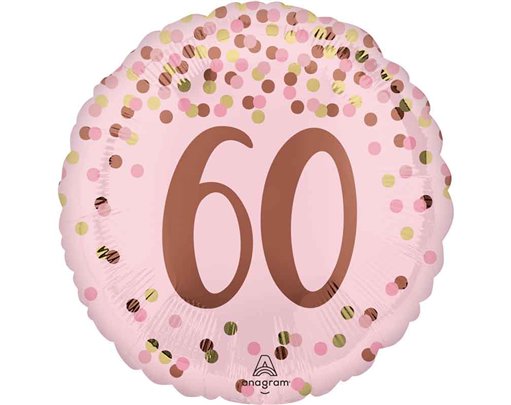 18in PRETTY PINK 60TH BIRTHDAY FOIL BALLOON