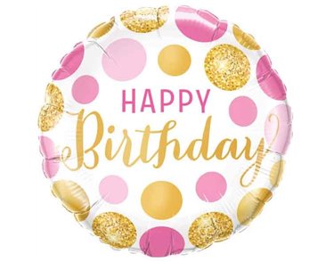 18in PINK AND GOLD BIRTHDAY FOIL BALLOON