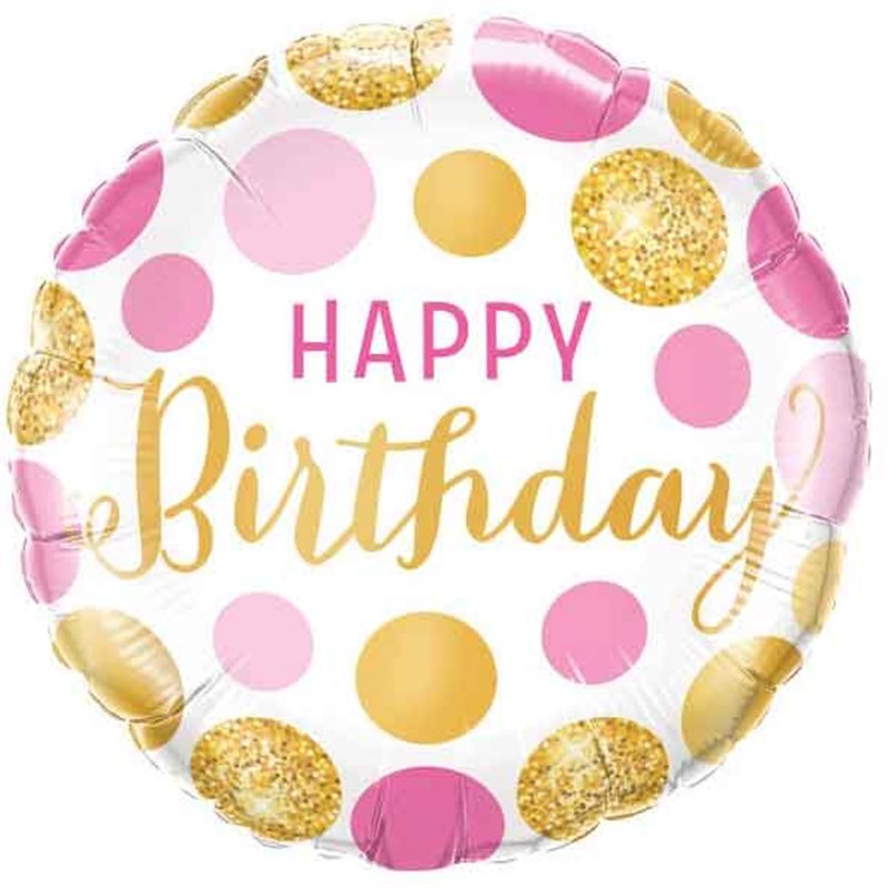 18in PINK AND GOLD BIRTHDAY FOIL BALLOON