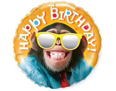 18in SMILING CHIMP BIRTHDAYÂ FOIL BALLOON