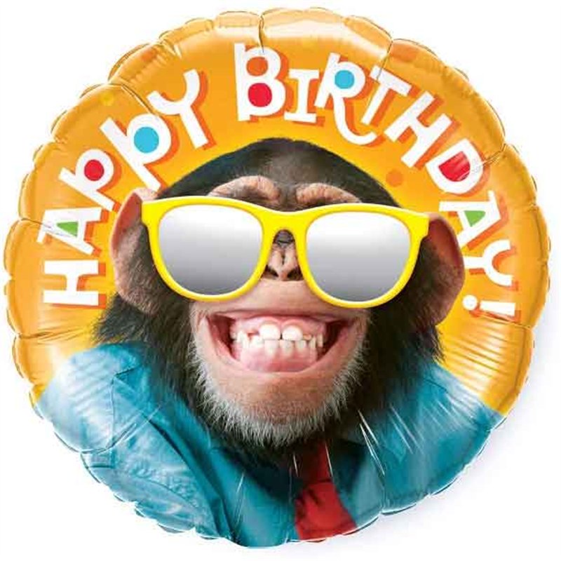 18in SMILING CHIMP BIRTHDAYÂ FOIL BALLOON