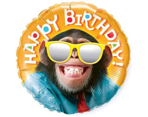 18in SMILING CHIMP BIRTHDAYÂ FOIL BALLOON