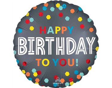 18in SATIN CONFETTI BURST BIRTHDAY FOIL BALLOON