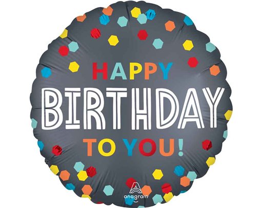 18in SATIN CONFETTI BURST BIRTHDAY FOIL BALLOON