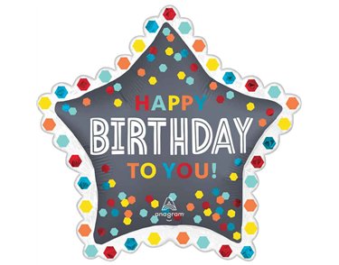 SATIN CONFETTI BURST BIRTHDAY SUPERSHAPE BALLOON