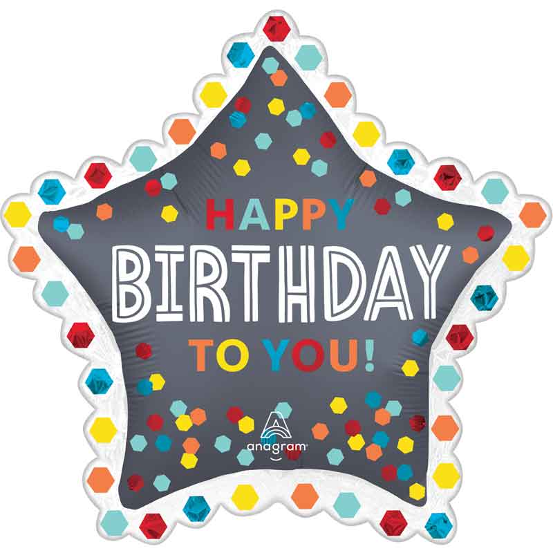 SATIN CONFETTI BURST BIRTHDAY SUPERSHAPE BALLOON