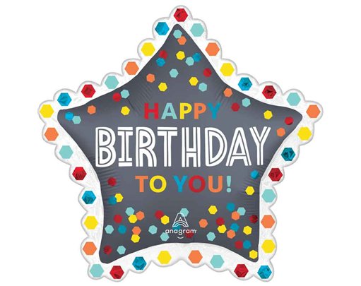 SATIN CONFETTI BURST BIRTHDAY SUPERSHAPE BALLOON