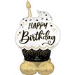 SATIN BLACK, SILVER AND GOLD BIRTHDAY WISHES AIRLOONZ BALLOON