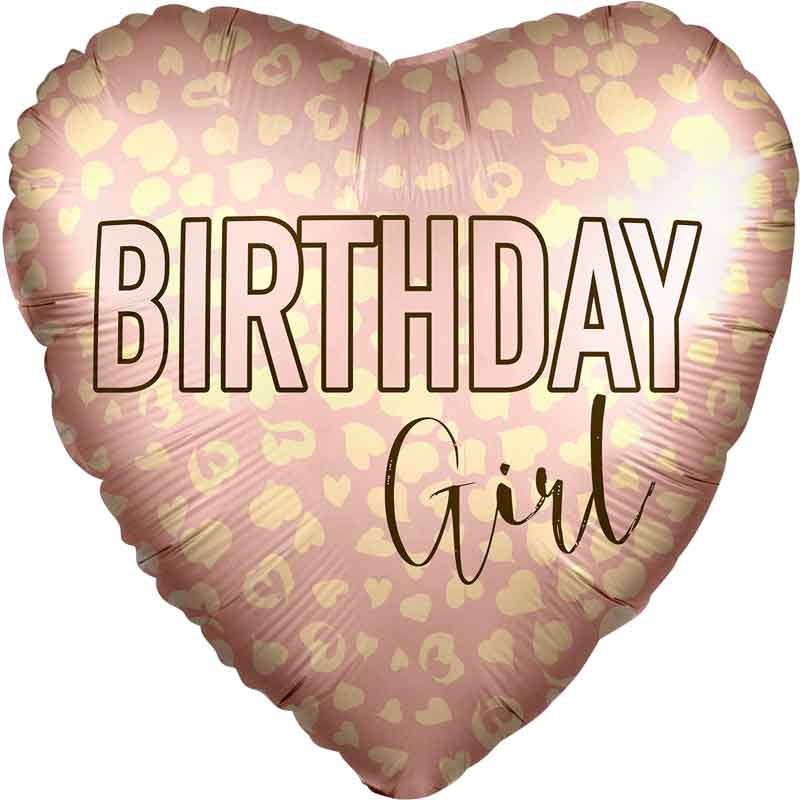 18in "BIRTHDAY GIRL ANIMAL PRINT" FOIL BALLOON