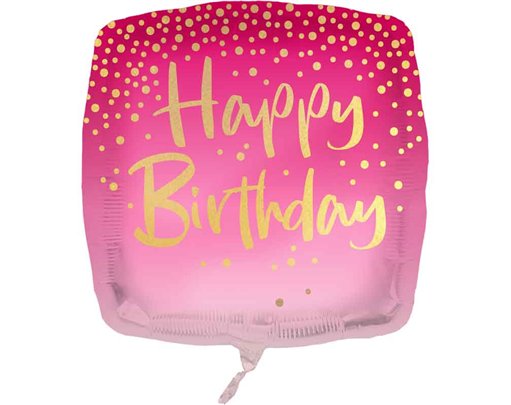 18in "HAPPY BIRTHDAY" SQUARE PINK FOIL BALLOON