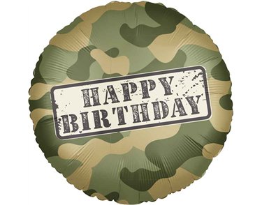 18in "HAPPY BIRTHDAY" CAMOUFLAGE FOIL BALLOON