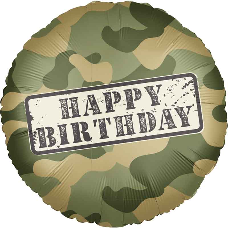 18in "HAPPY BIRTHDAY" CAMOUFLAGE FOIL BALLOON