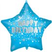 18in "HAPPY BIRTHDAY" BLUE STAR FOIL BALLOON