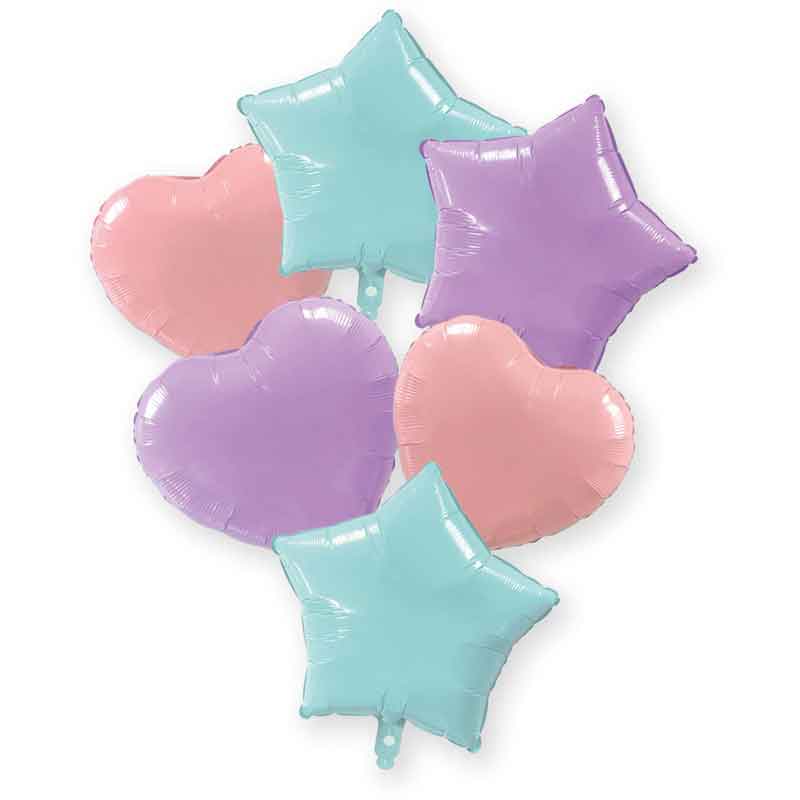 18in PASTEL BLUE / PINK / LILAC FOIL BALLOON BOUQUET SET