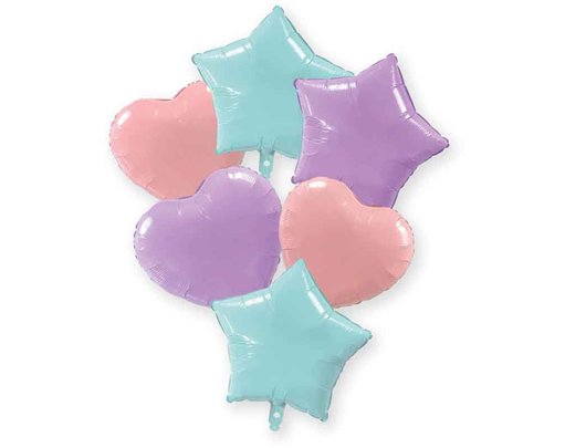 18in PASTEL BLUE / PINK / LILAC FOIL BALLOON BOUQUET SET