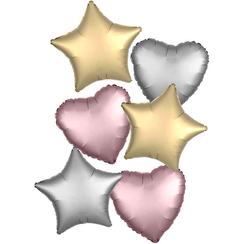 18in SATIN GOLD / ROSE GOLD / SILVER FOIL BALLOON BOUQUET SET