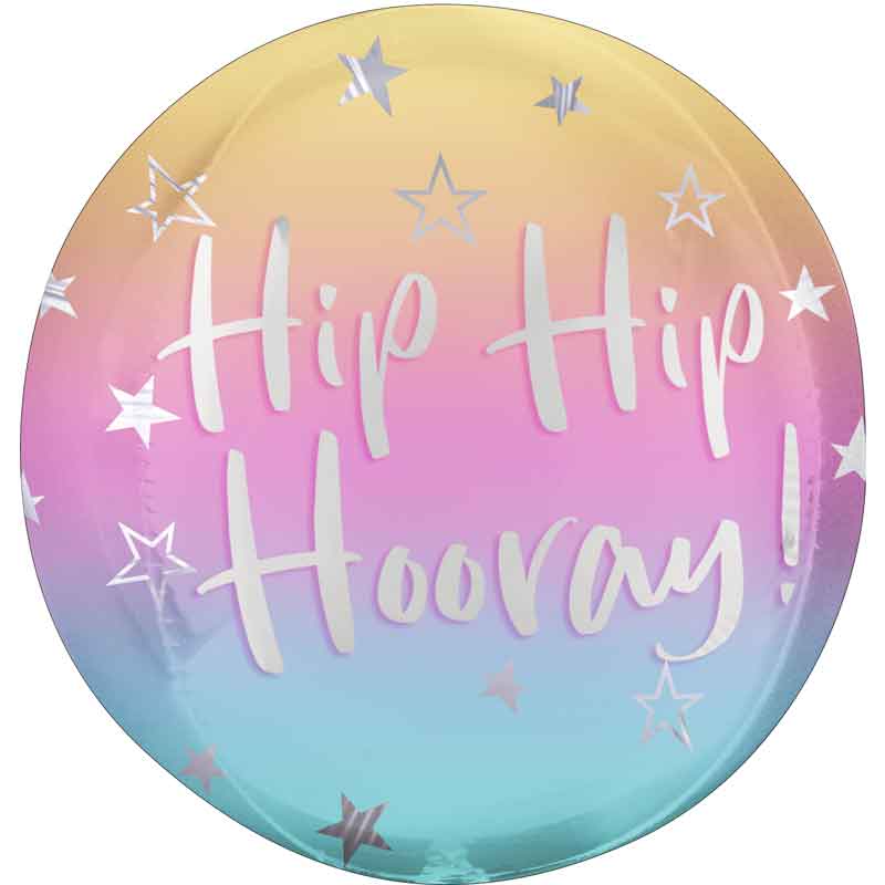 18in OMBRE HIP HIP HOORAY SPHERE FOIL  BALLOON