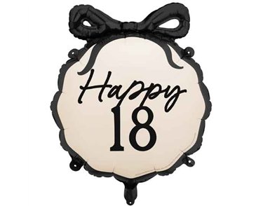 18in HAPPY ''18'' WITH BOW FOIL BALLOON