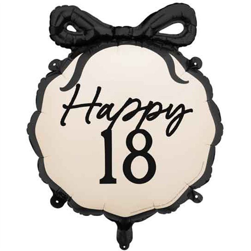 18in HAPPY ''18'' WITH BOW FOIL BALLOON