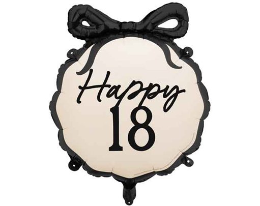 18in HAPPY ''18'' WITH BOW FOIL BALLOON