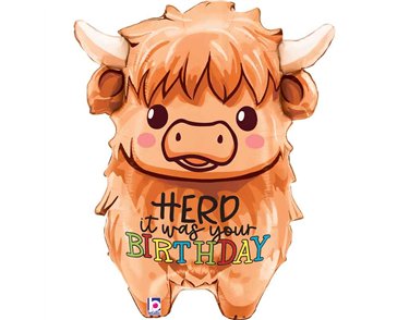 31in HIGHLAND COW BIRTHDAY FOIL BALLOON