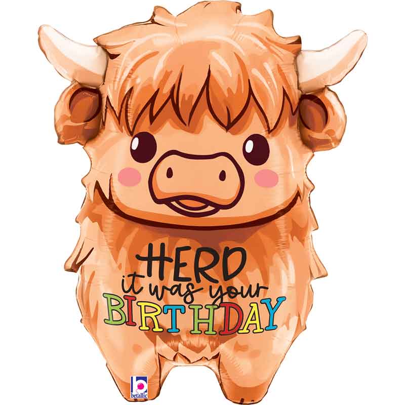 31in HIGHLAND COW BIRTHDAY FOIL BALLOON