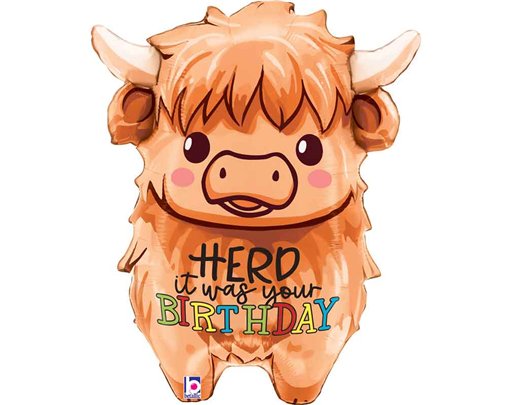 31in HIGHLAND COW BIRTHDAY FOIL BALLOON