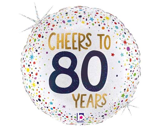 18in CHEERS TO 80 YEARS FOIL BALLOON