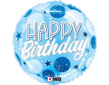 18in BIRTHDAY BLUE SPARKLE DOTS FOIL BALLOON