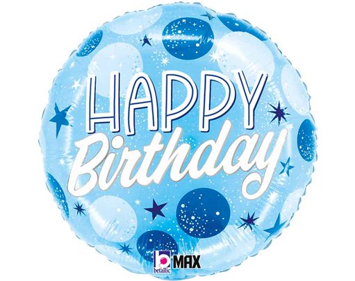 18in BIRTHDAY BLUE SPARKLE DOTS FOIL BALLOON