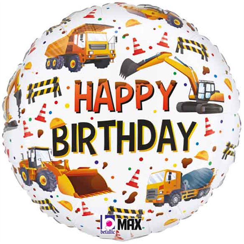18in CONSTRUCTION EQUIPMENT BIRTHDAY FOIL BALLOON
