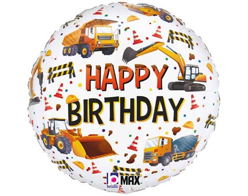 18in CONSTRUCTION EQUIPMENT BIRTHDAY FOIL BALLOON