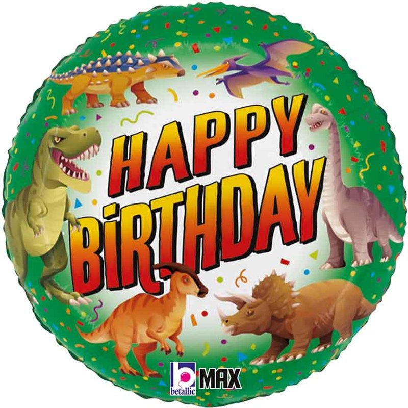 18in HAPPY BIRTHDAY DINOSAUR FOIL BALLOON