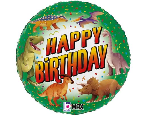 18in HAPPY BIRTHDAY DINOSAUR FOIL BALLOON