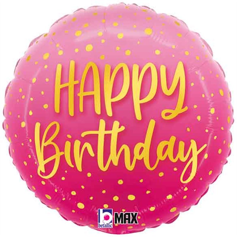 18in PINK HAPPY BIRTHDAY FOIL BALLOON