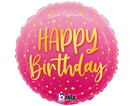 18in PINK HAPPY BIRTHDAY FOIL BALLOON