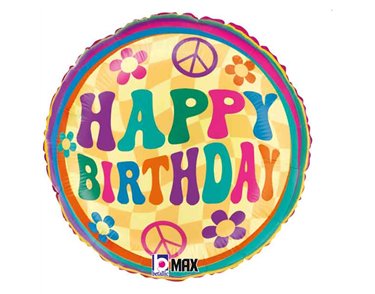 18in GROOVY BIRTHDAY DAISIES FOIL BALLOON