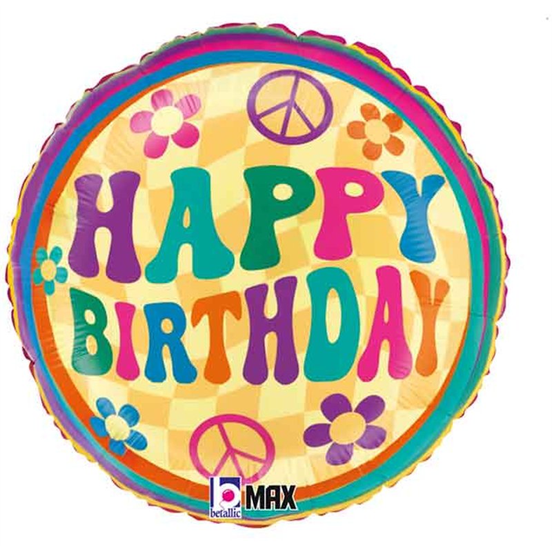 18in GROOVY BIRTHDAY DAISIES FOIL BALLOON