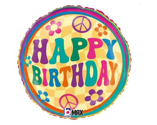 18in GROOVY BIRTHDAY DAISIES FOIL BALLOON
